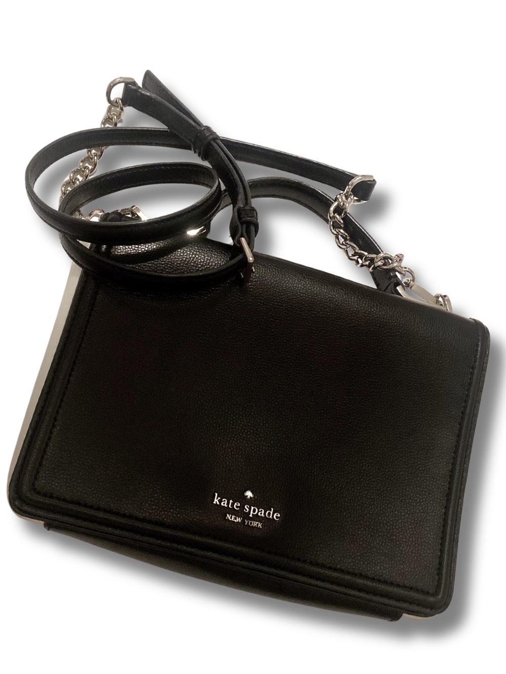 Kate Spade Patterson Drive Medium Maisie Satchel Black Cement Leather Crossbody - Picture 4 of 16